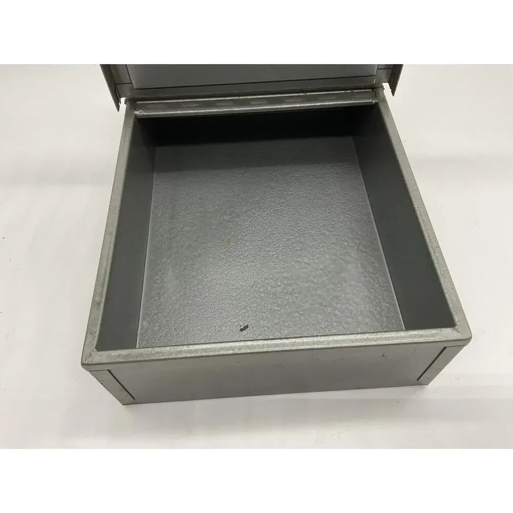 Vintage Protecto Gray Steel Security Lock Box‎ Cash Document Safe No Key